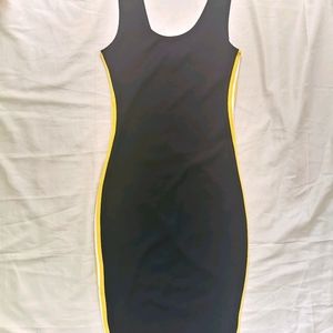 Bodycon dress with white and yellow stripes